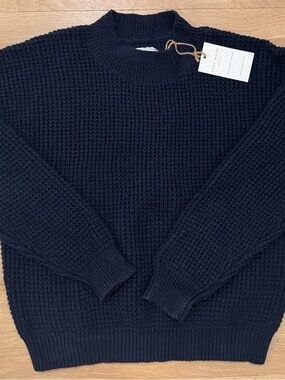 Long wharf supply co Navy Waffle Knit Sweater